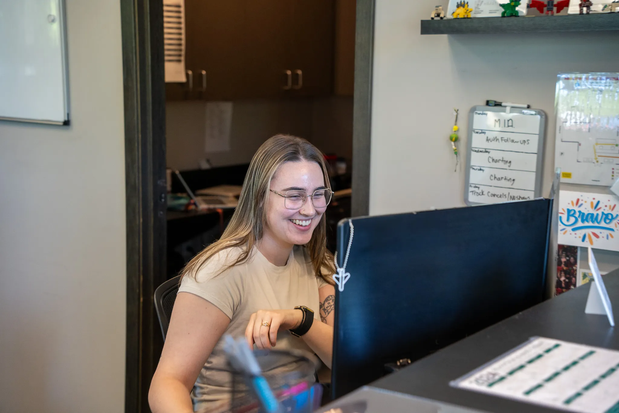 Woman working at IRG Physical Therapy