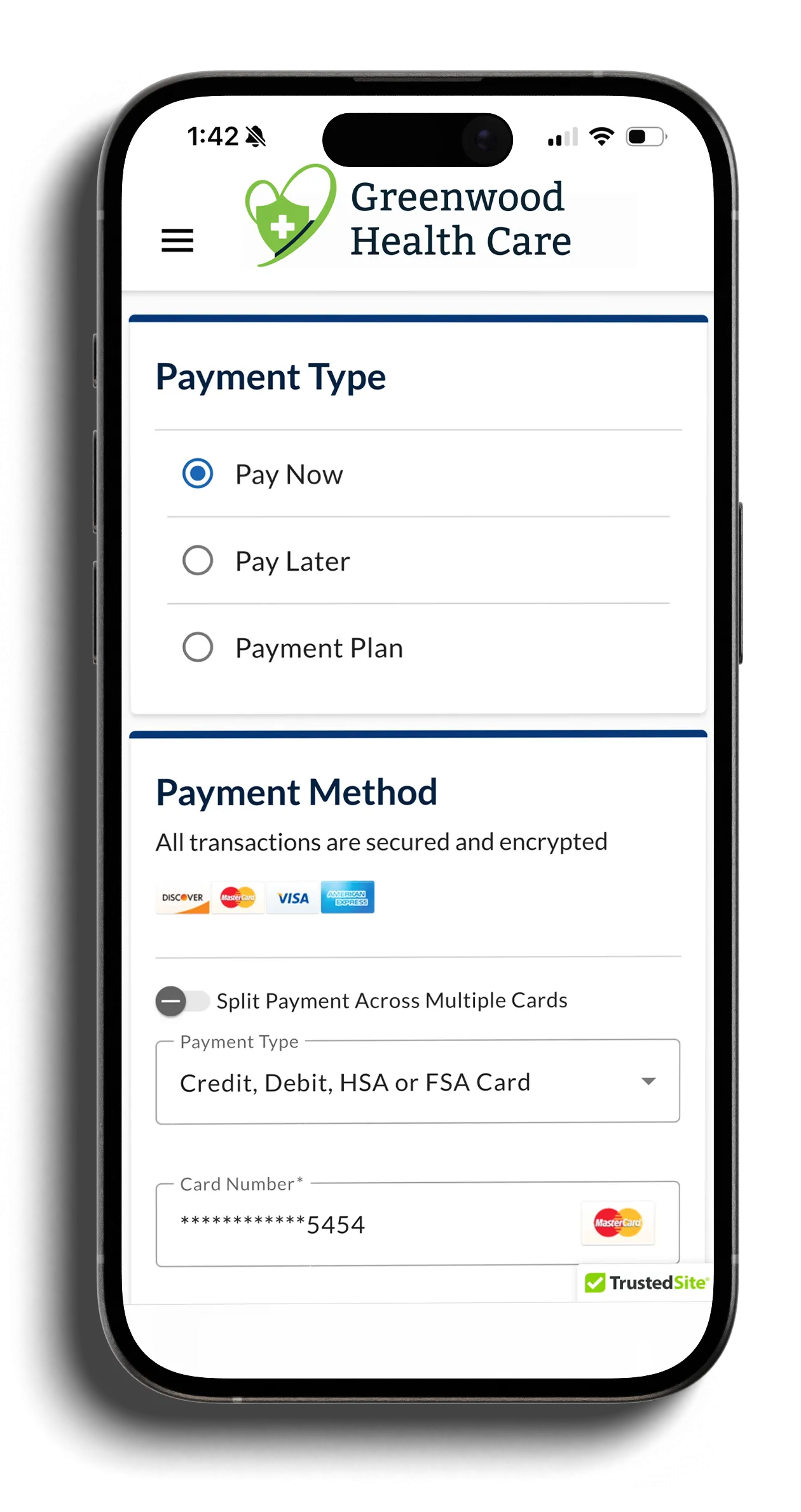 PatientPay Step 3 bill summary showing balance due and payment options for patients