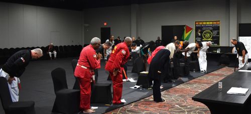 Previous MAD Event Photo. Martial Artists showing respect with a bow.