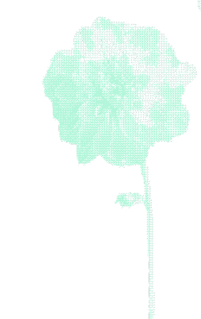 Light turquoise flower made up of multiple small repeating musical note icons on a white background.