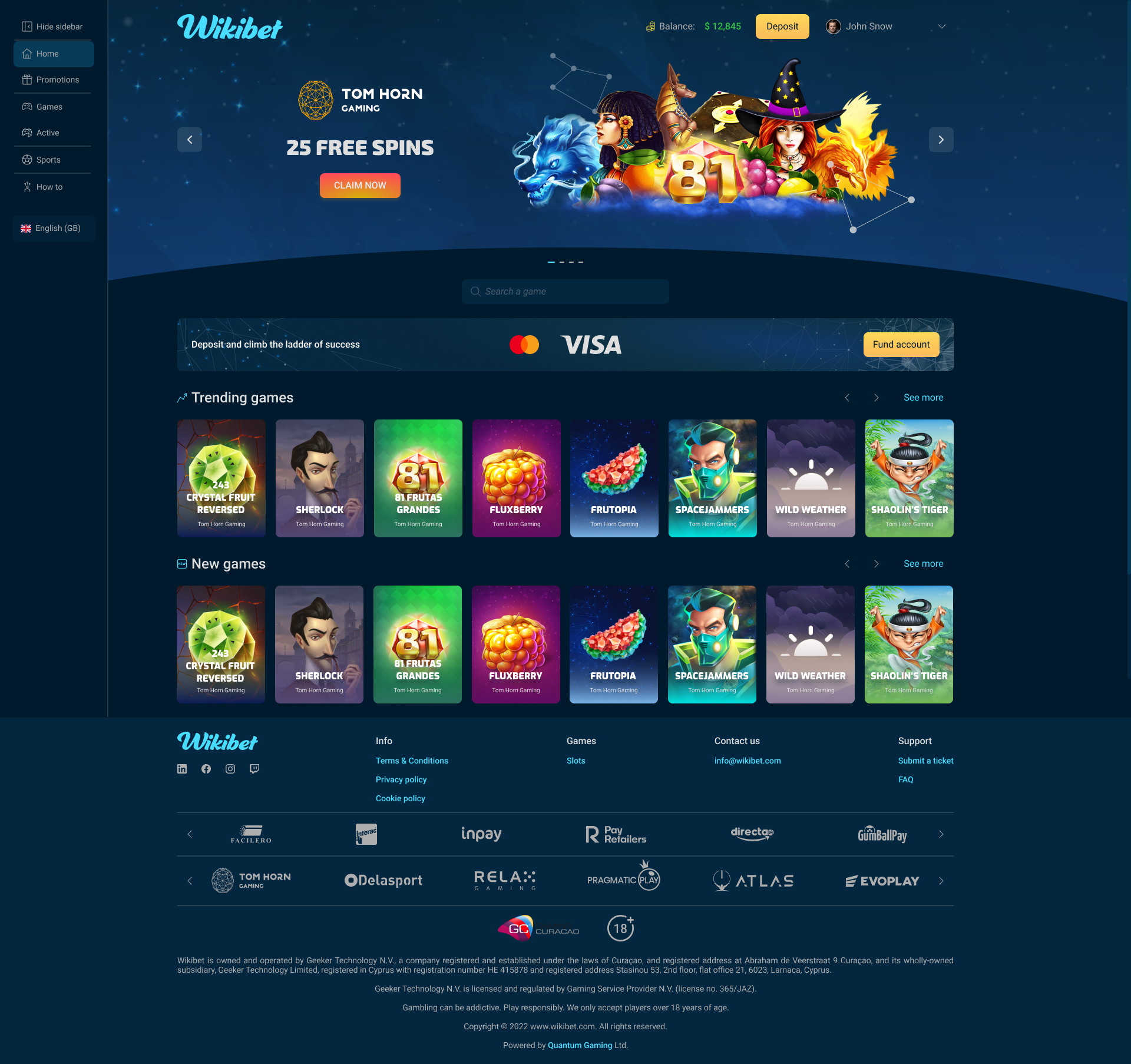 Original Wikibet homepage