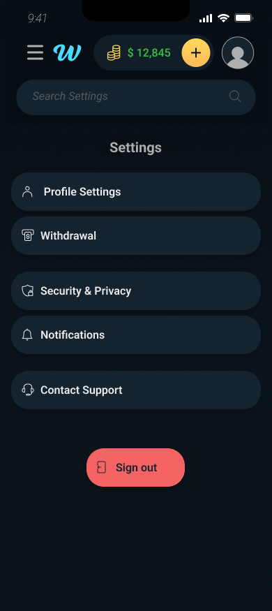 Mobile settings hub