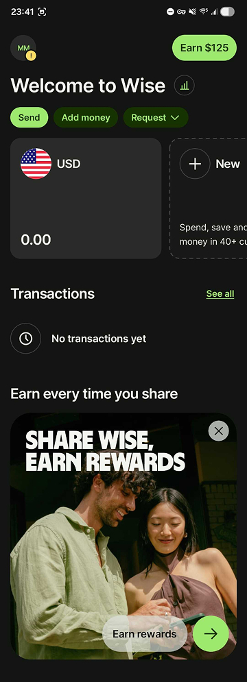 Original Wise home screen