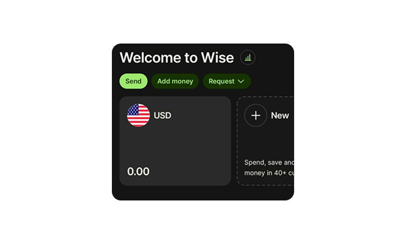 Original Wise home screen &ndash; Send button positioning
