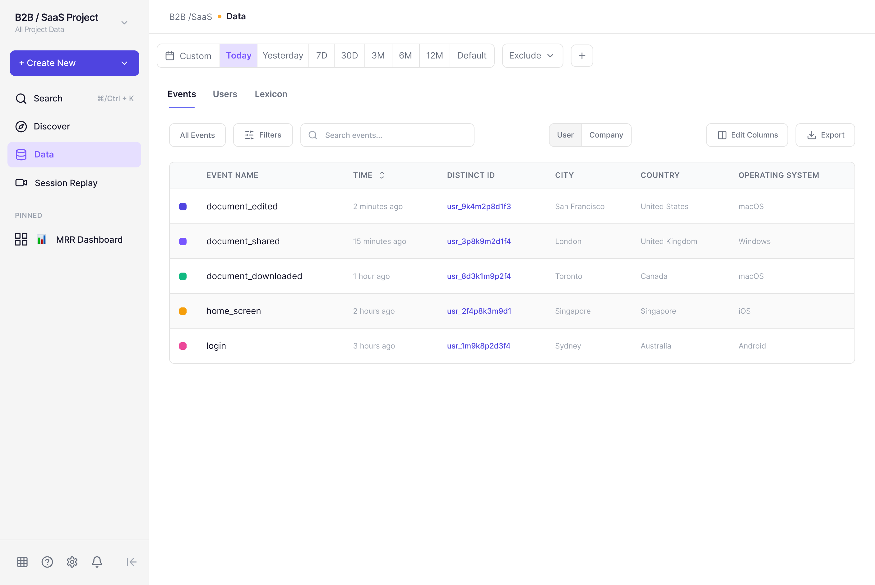 Data section — redesign