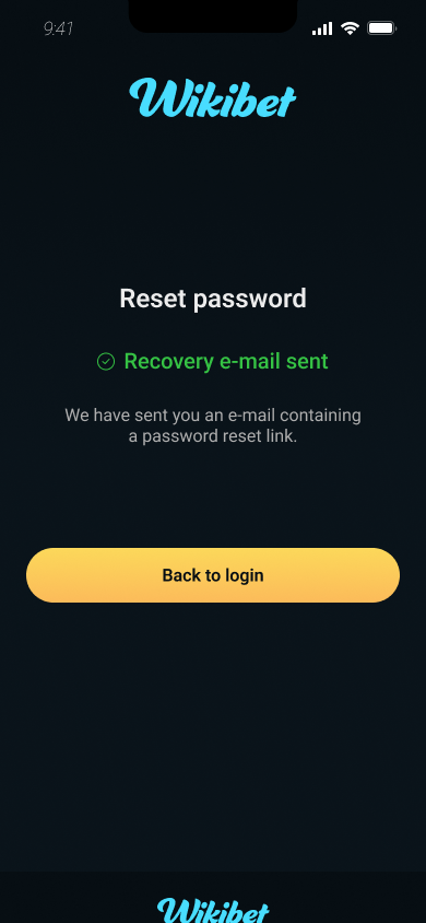 Reset password email sent