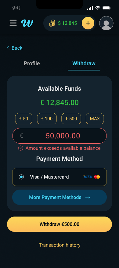 Withdrawal error state