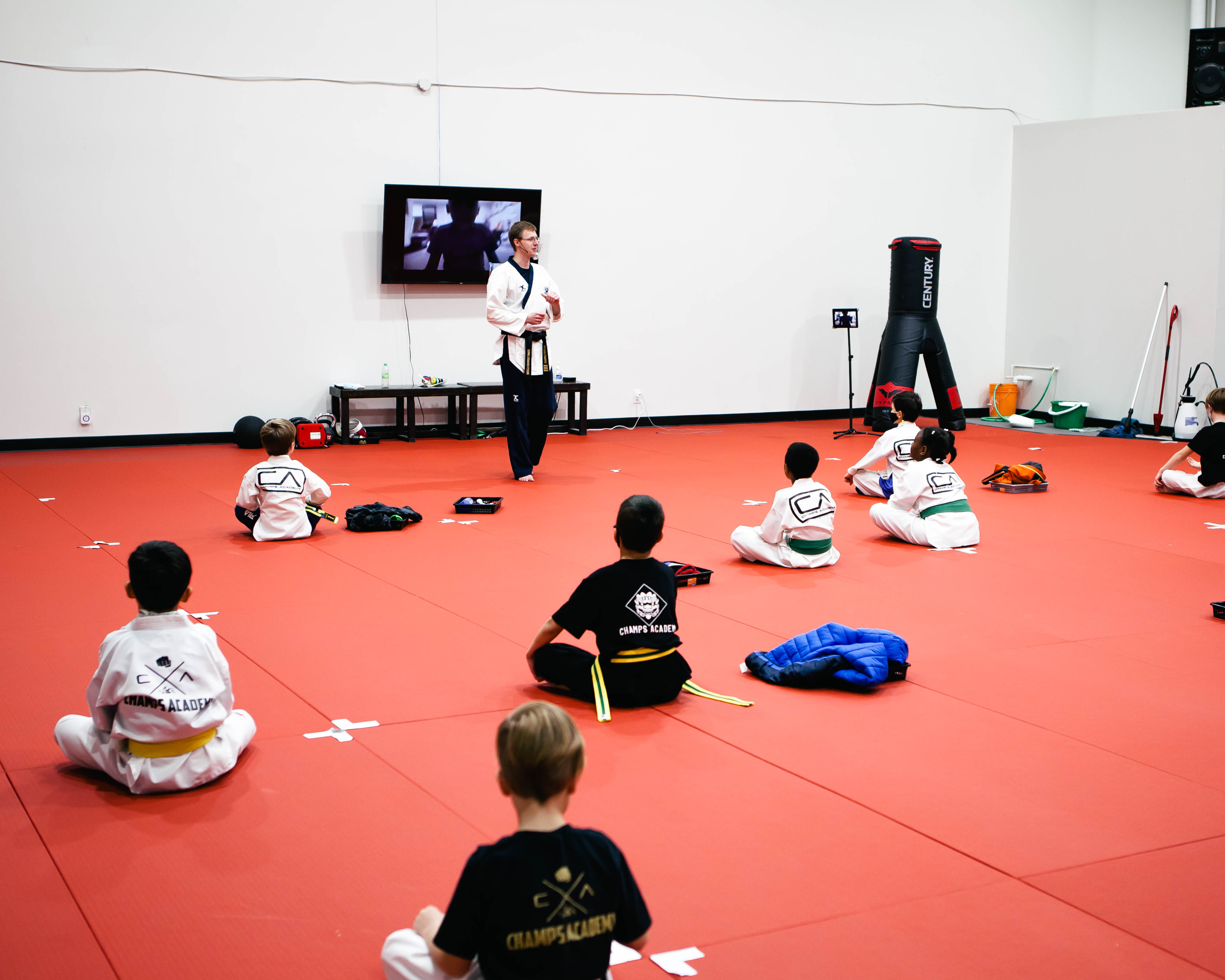 Taekwondo instructor teaching a class