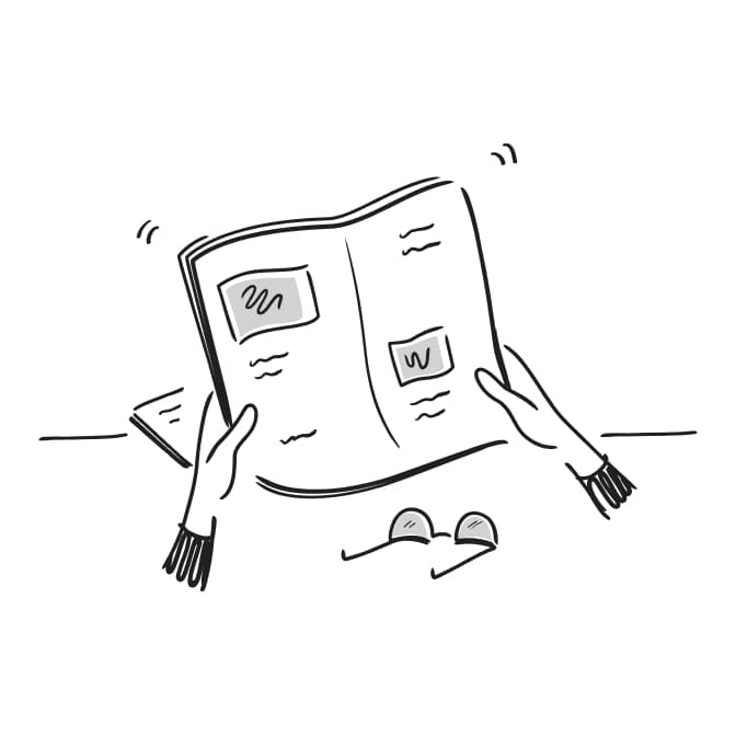 Illustration of a person reading a newspaper, representing the ability to understand Spanish texts without constant translation