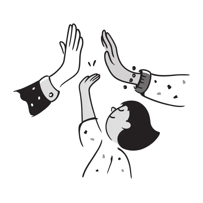 A kid giving high-five, representing an early supporter of the Fluent with Stories A1 Spanish course.