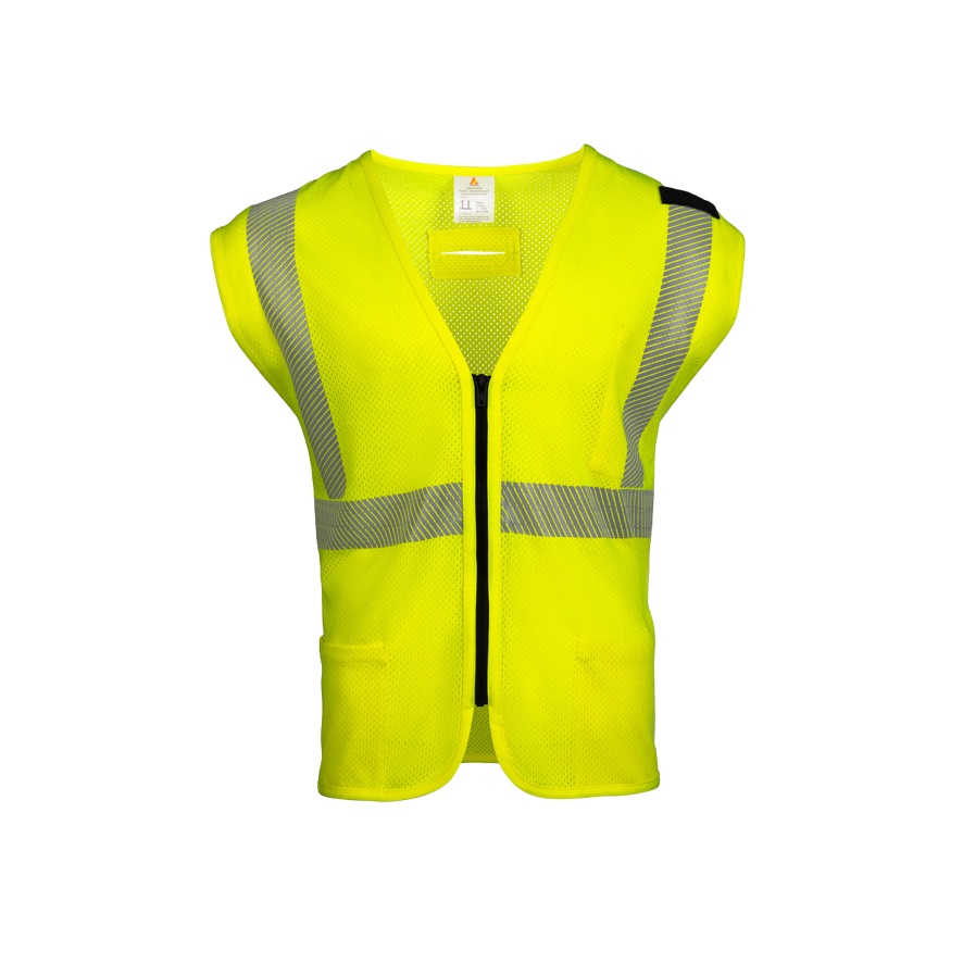 Safety Vest Zip Closure Yellow in Hi-Vis — Flamesafe flame-resistant workwear, 6oz FR Modacrylic Blend