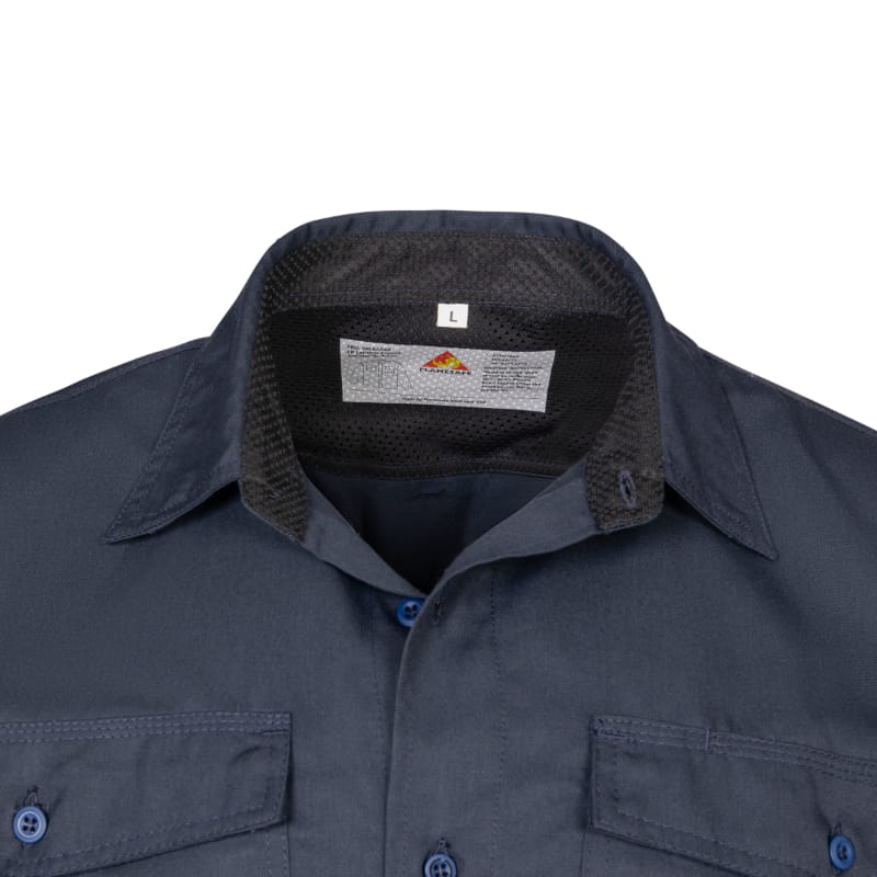 Button Down Shirt Navy FR Lenzing Aramid — Flamesafe flame-resistant workwear – view 6