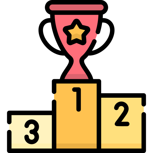 Trophy on podium icon representing top performance and internship opportunity