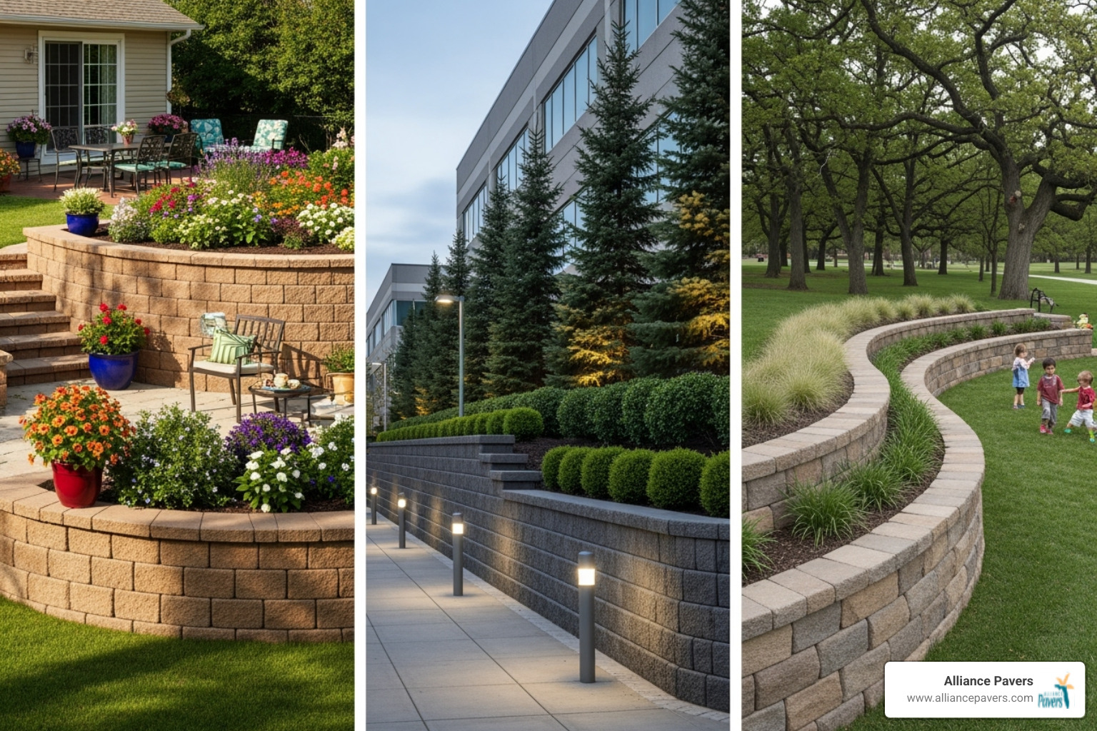 various SRW applications - Segmental retaining walls