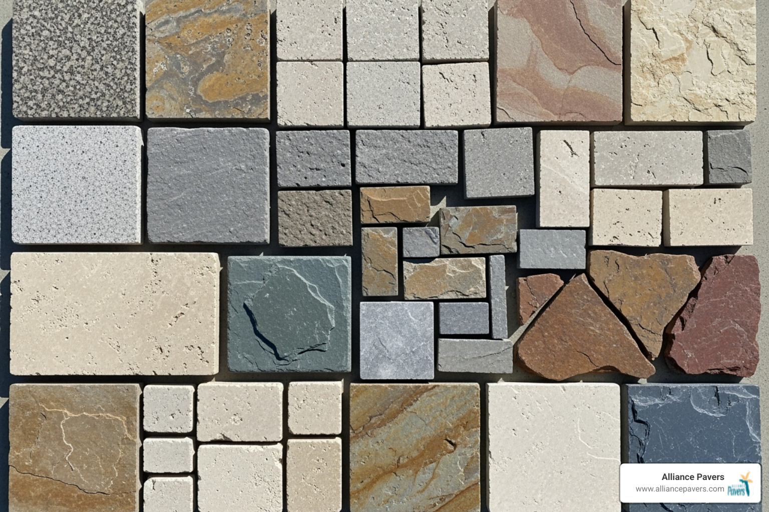 various natural stone paver samples - Stone Patio Installation various natural stone paver samples - Stone Patio Installation