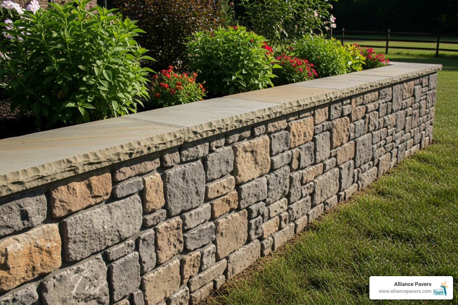 Cinder block wall with a stone veneer finish - cinder block retaining wall Cinder block wall with a stone veneer finish - cinder block retaining wall
