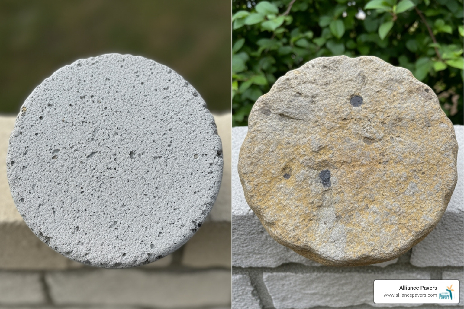 concrete vs natural stone paver caps - paver stone caps