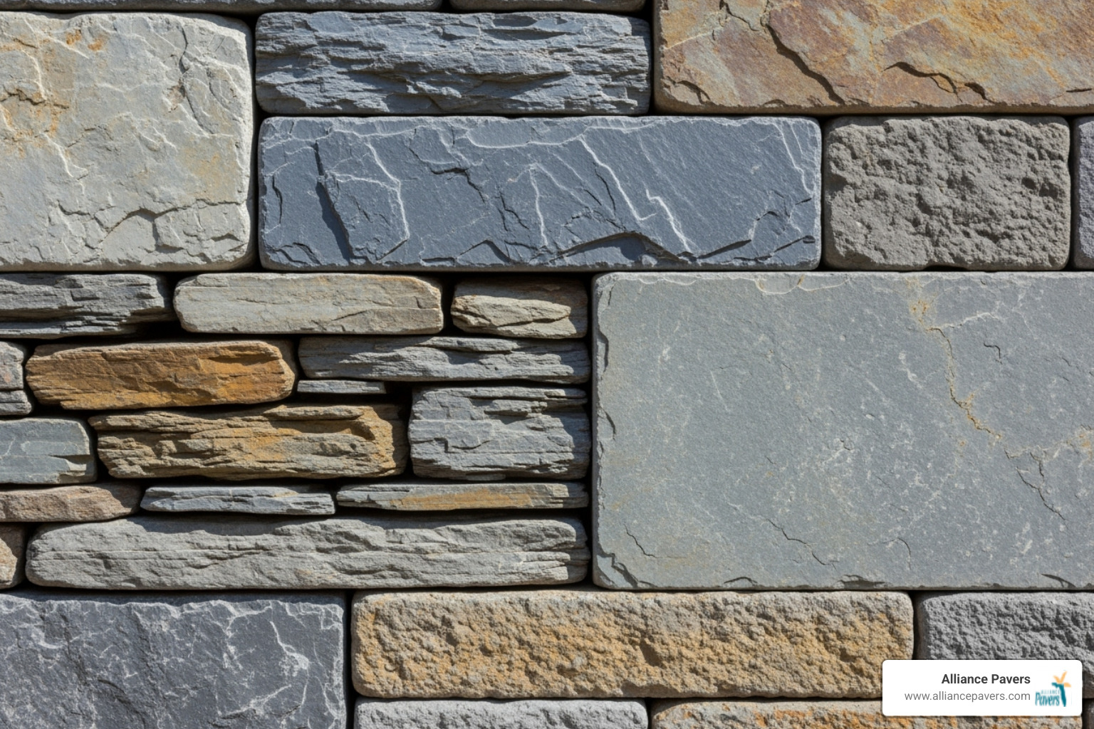 variety of slate retaining wall block styles, including split-face and smooth textures - slate retaining wall blocks