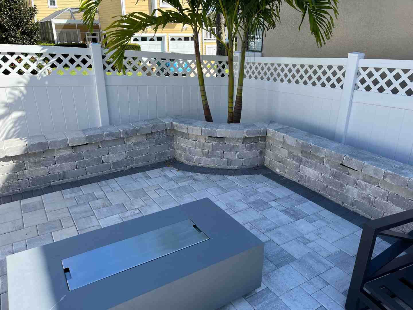custom-poured concrete edge around a paver patio - cheap paver edging ideas