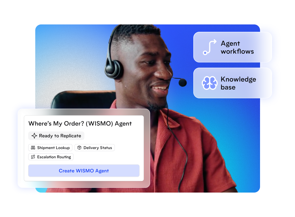 A graphic showing how an agent’s workflows and knowledge can be easily replicated into an AI agent.