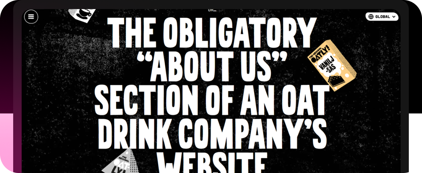 Oatly Drinks Brand About Us Page Design Example