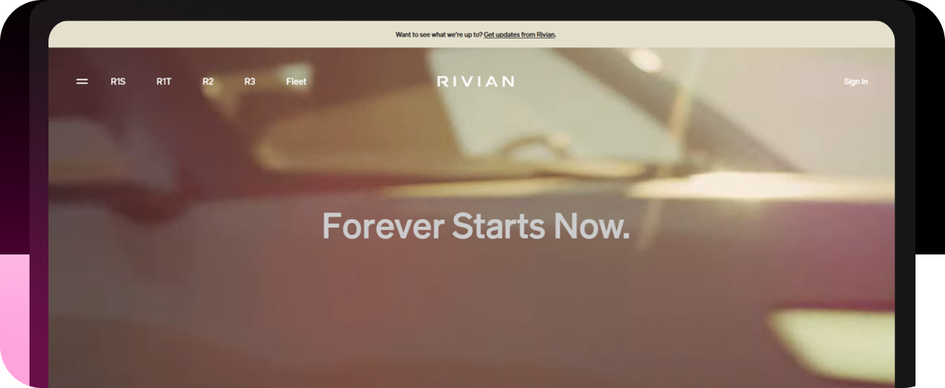 Rivian Car Company About Us Page Design Example