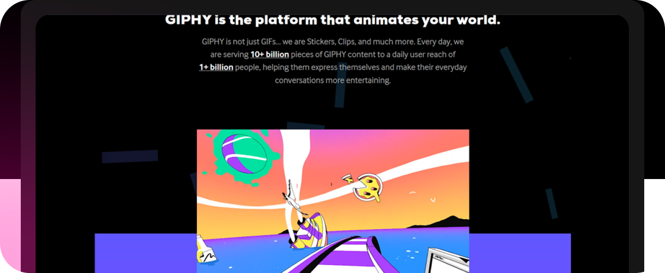 GIPHY Image Platform About Us Page Design Example