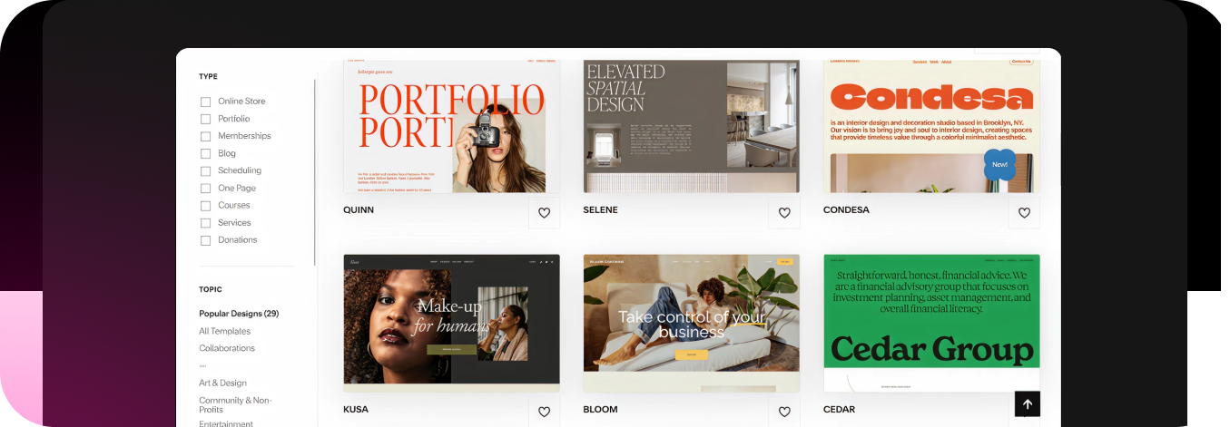 Squarespace template store