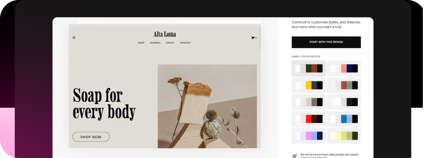 a soap website built on Squarespace