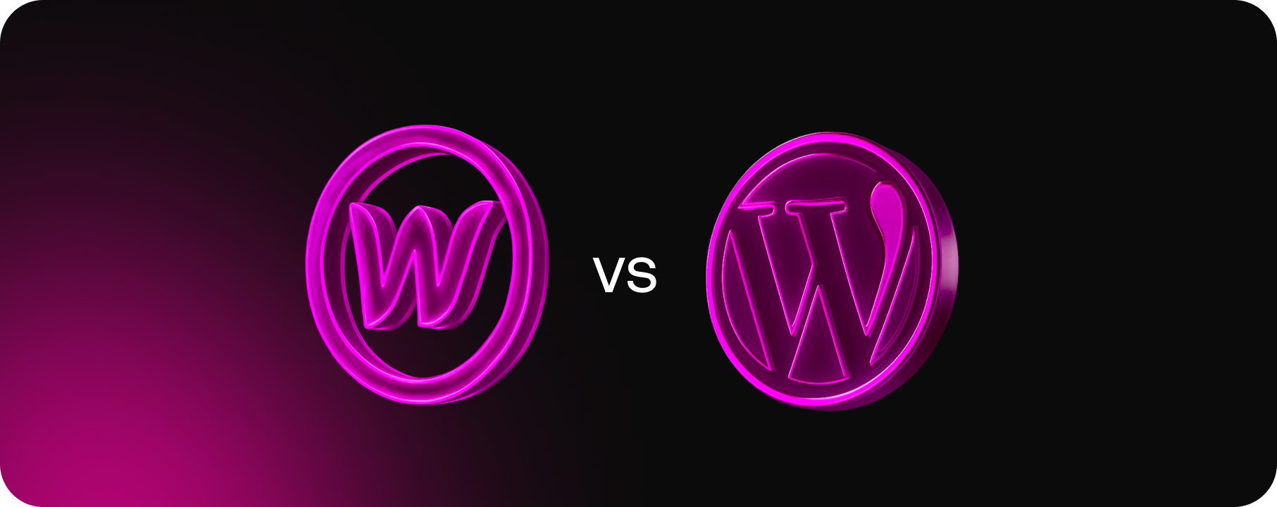 Pink Webflow logo vs WordPress circular logo