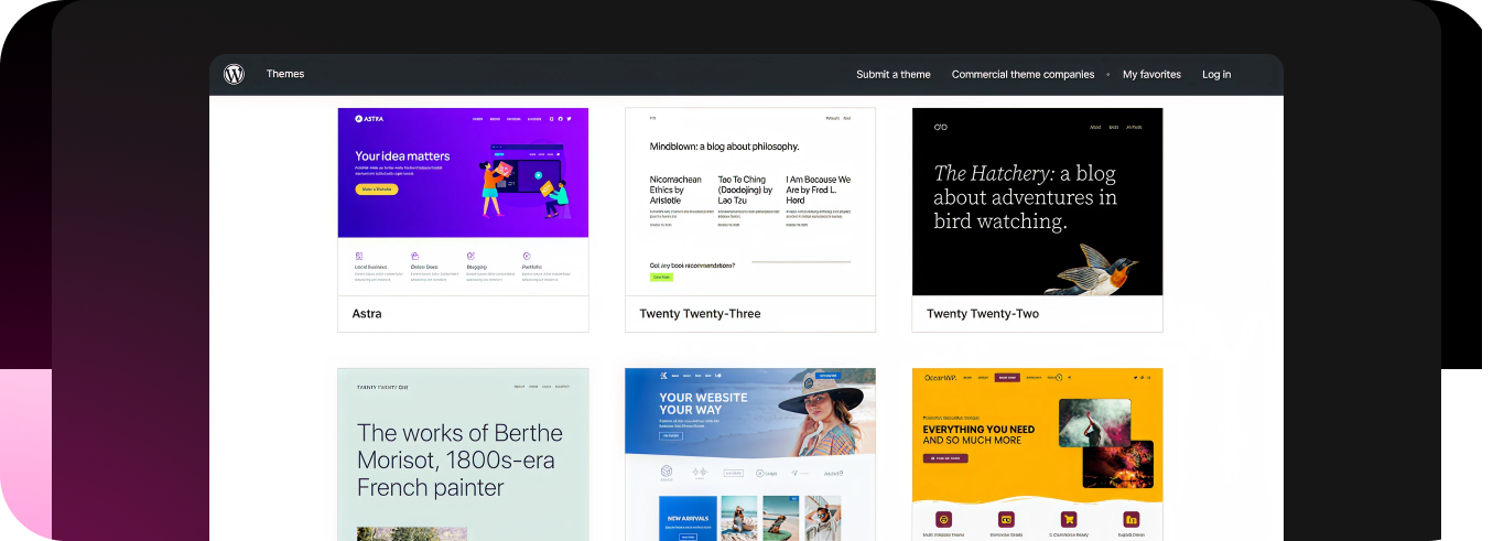 Wordpress template store and its options