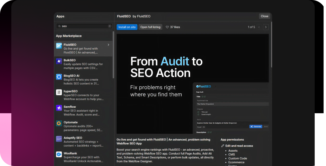 Webflow's SEO plugins could use some options