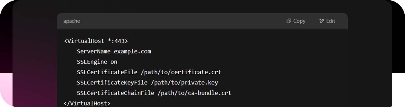 html code for implementing an SSL certificate