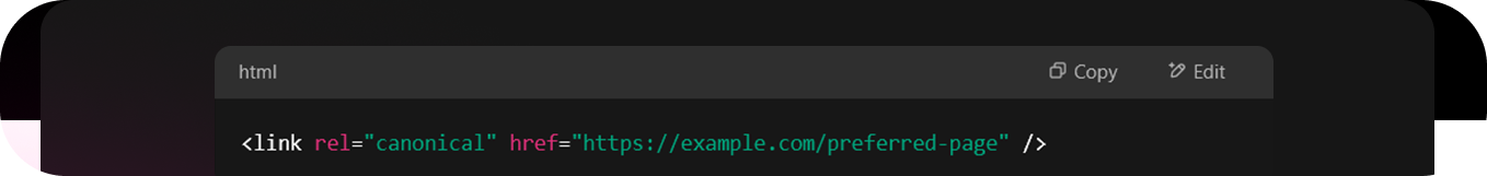 html code to implement canonical tags on any webpage