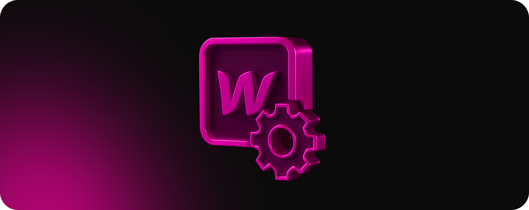 Pink Webflow logo with settings gear icon