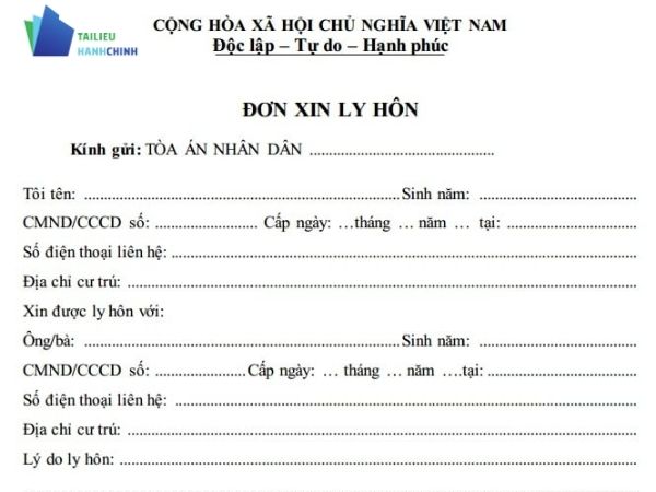 Tải mẫu đơn xin ly hôn file Word chuẩn Tòa án (Thuận tình & Đơn phương)