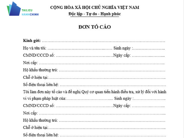 Tải mẫu đơn tố cáo lừa đảo, xúc phạm, chiếm đoạt file word mới nhất