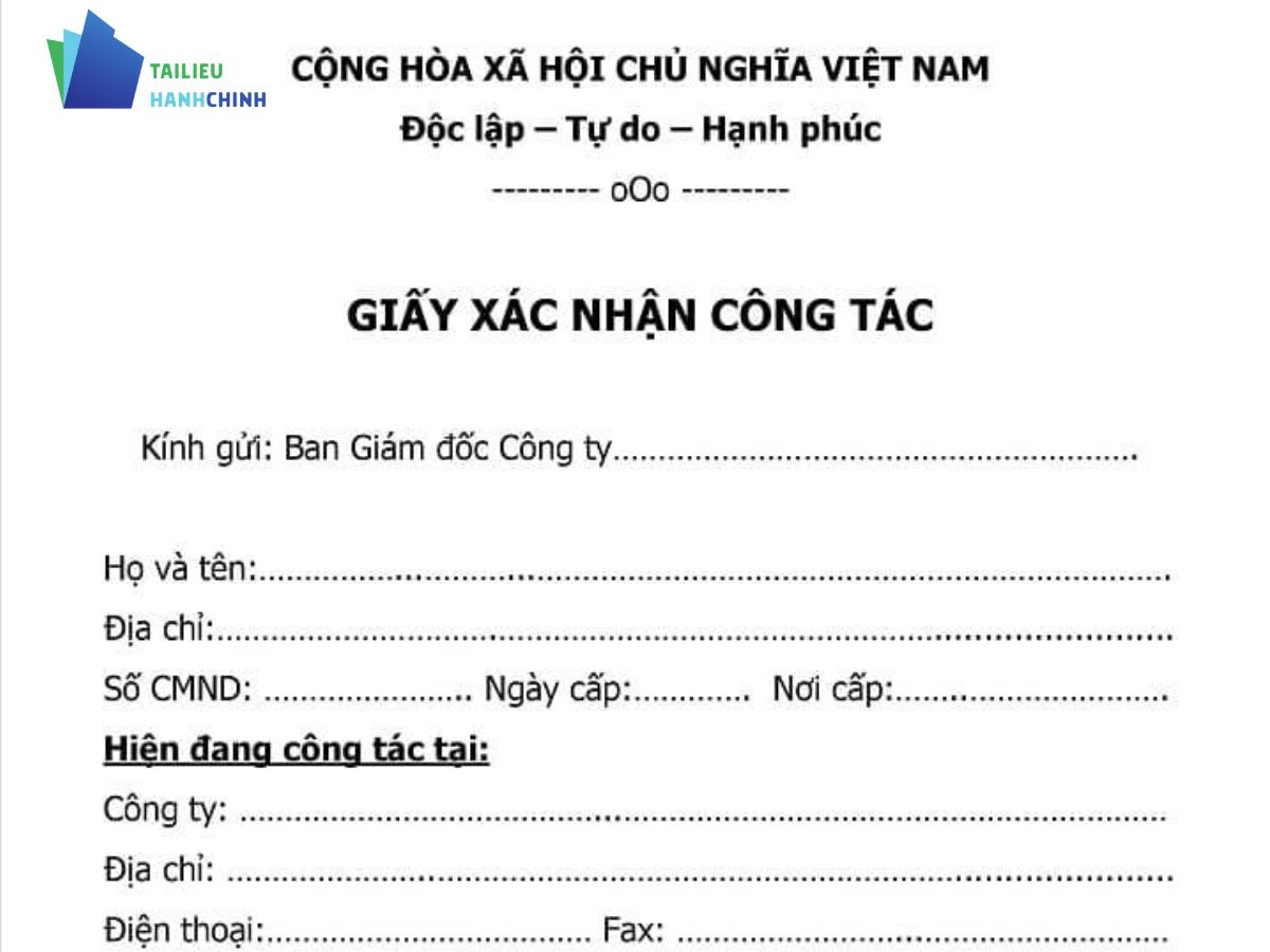 Tải miễn phí mẫu giấy xác nhận công tác file word chuẩn nhất
