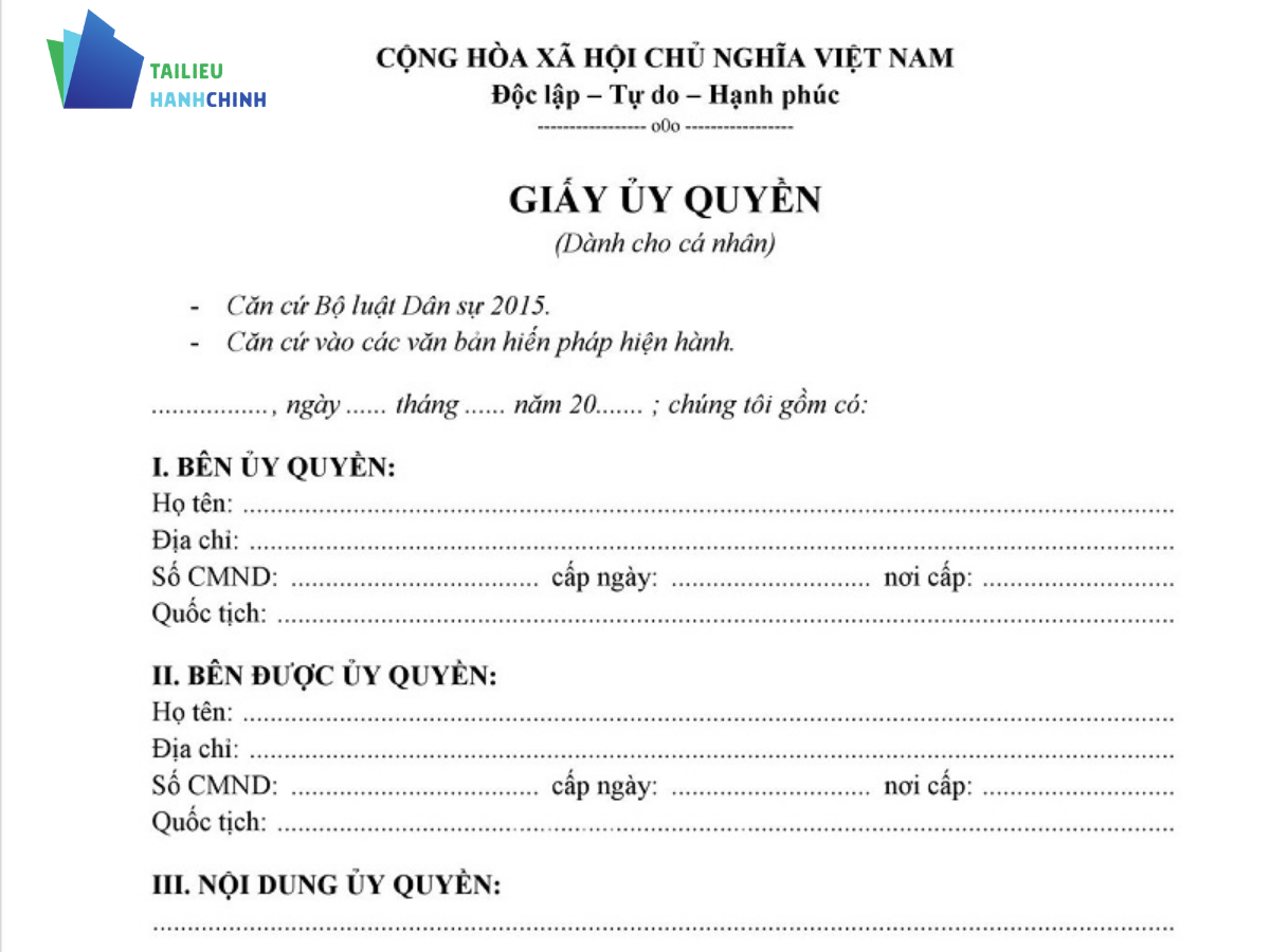 Mẫu giấy ủy quyền, hợp đồng ủy quyền sử dụng đất mới nhất