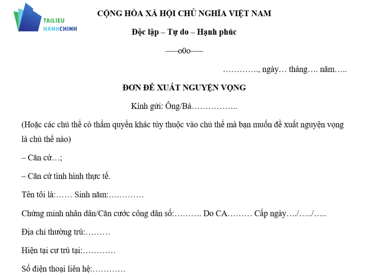 Tải mẫu đơn đề xuất tăng lương, nhân sự, khen thưởng mới nhất