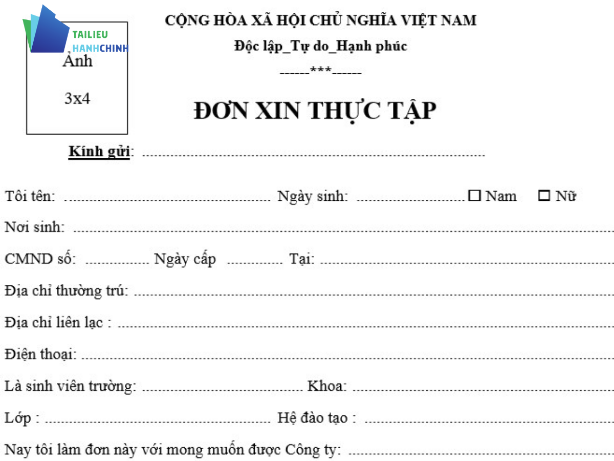 Mẫu đơn xin thực tập tốt nghiệp cho sinh viên sắp ra trường