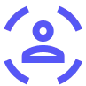 Icône d'un utilisateur entouré de quatre segments indiquant une mise au point ou une connexion centrée.