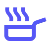 Icône de casserole avec vapeur pour symboliser la cuisson ou préparation alimentaire.