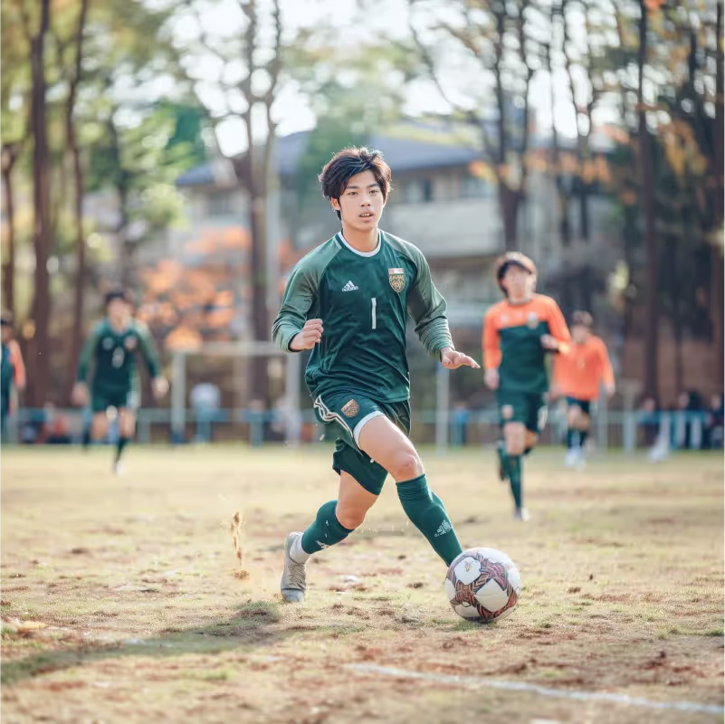 部活動のサッカーに打ち込んでいる様子