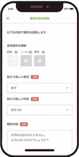 質問時のスマホ画面キャプチャ(フォーム)