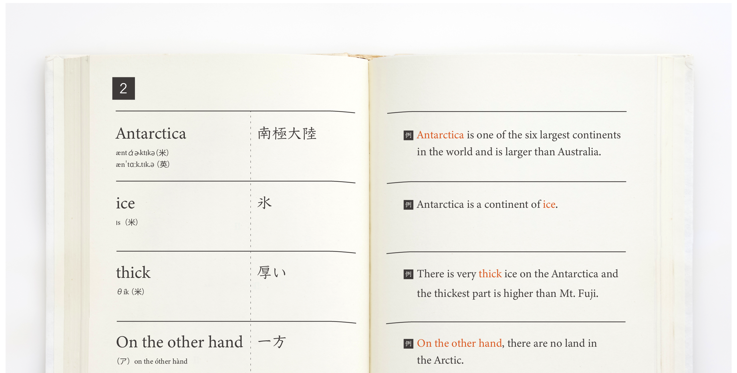 単語帳のイラスト（単語とその意味がシンプルに並んでいるタイプ）