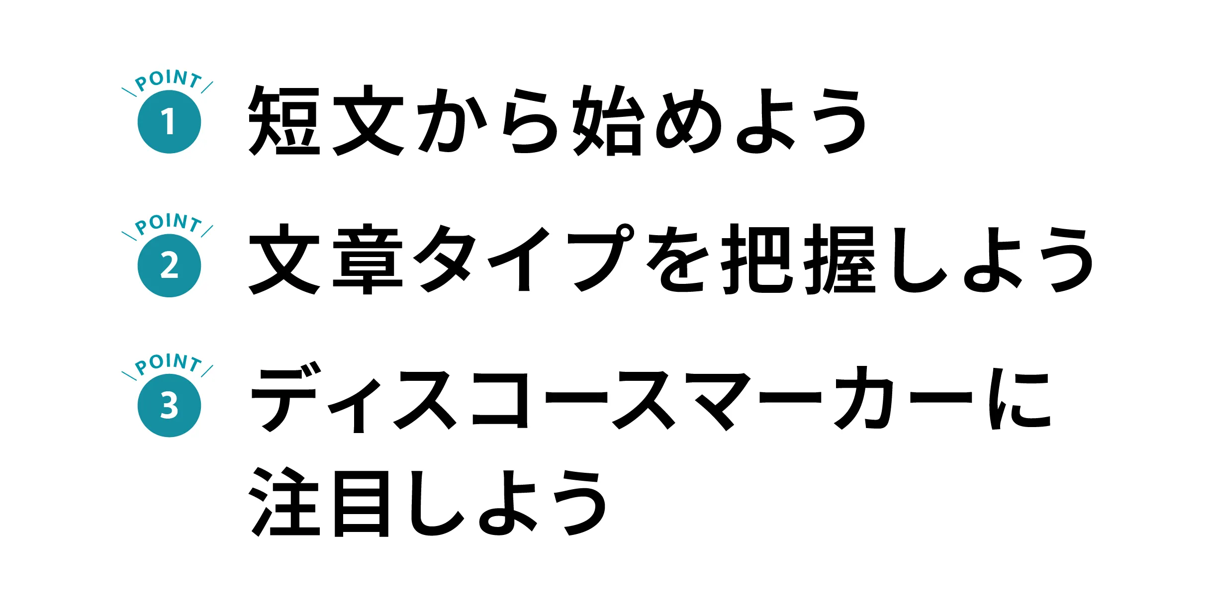 長文読解の3つのポイントが書いてある画像