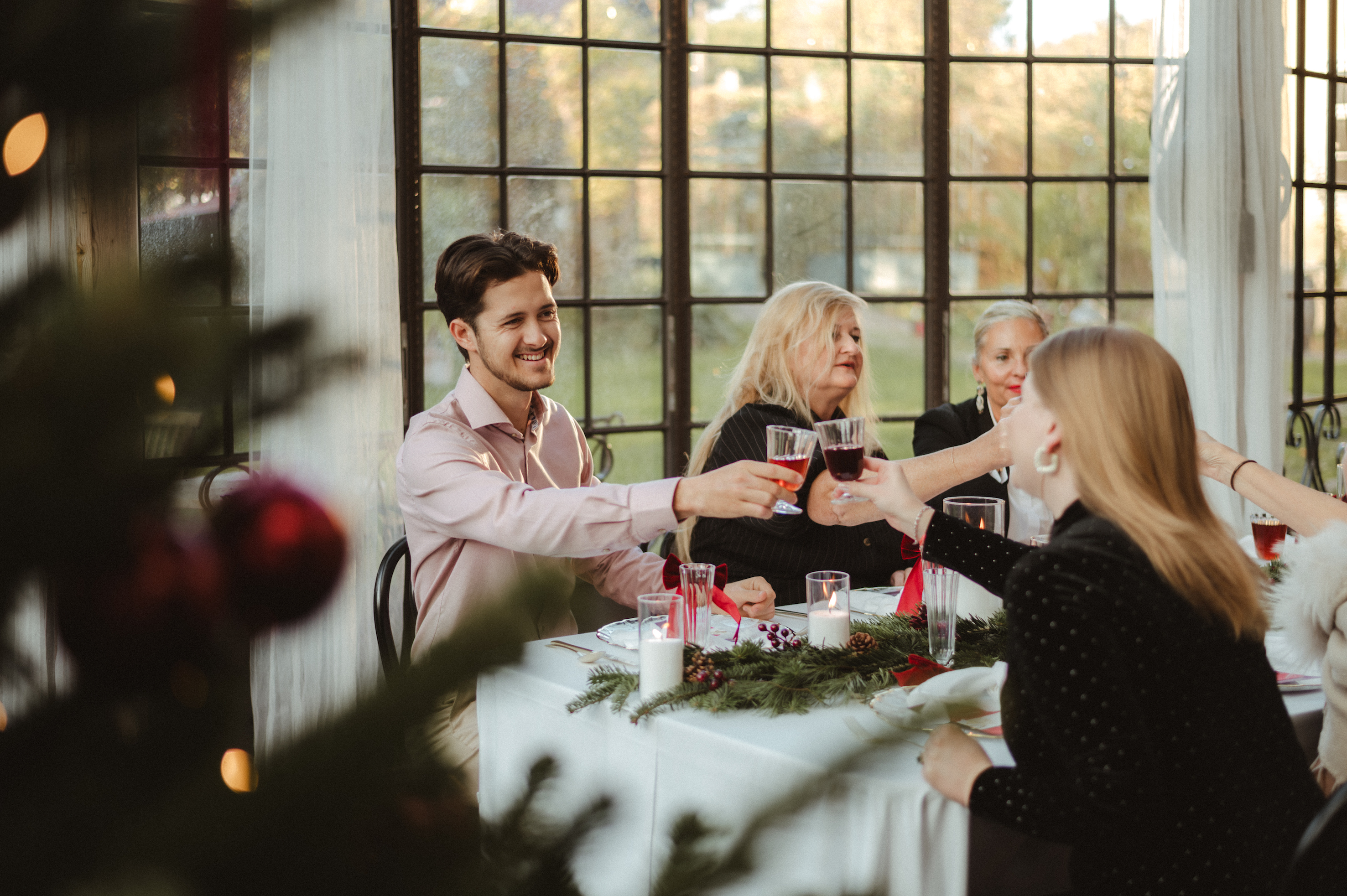 guests cheering at christmas party event