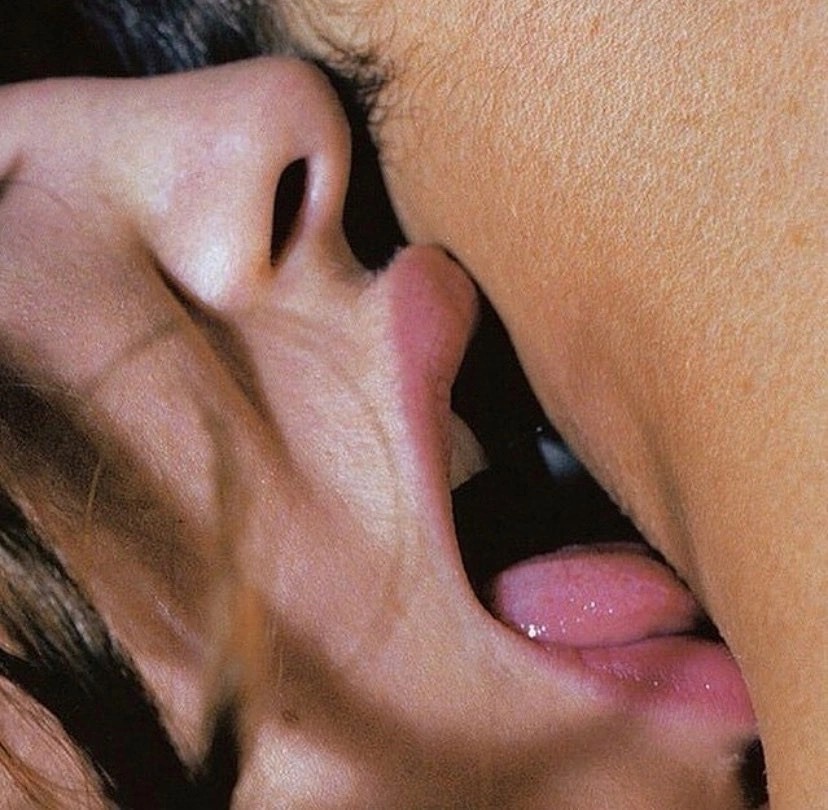 Someone licking someone else's neck