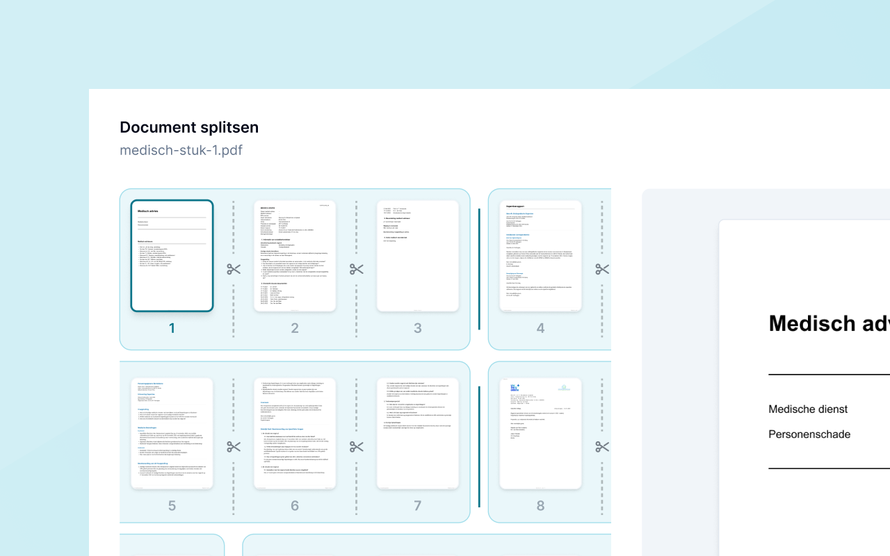 Medische documenten splitsen en samenvoegen met Medivara.